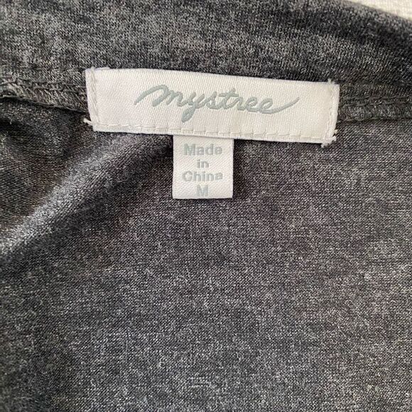 Mystree women M open front rouched top sleeveless cardigan top grey - Picture 7 of 9